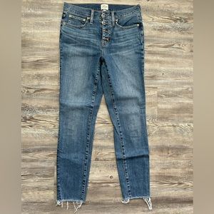 J.Crew Denim Women’s Button Fly 9” Toothpick Raw Hem Skinny Jeans Size 28